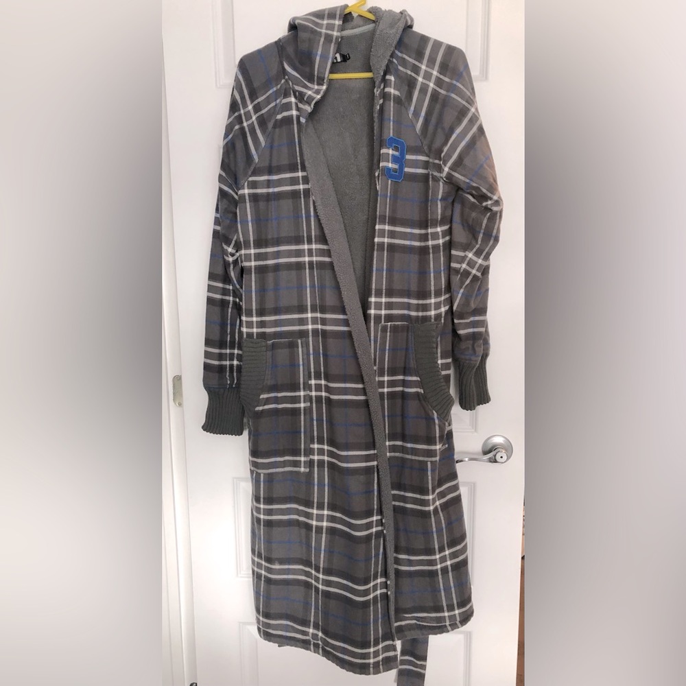 Long plaid dressing gown for men size M